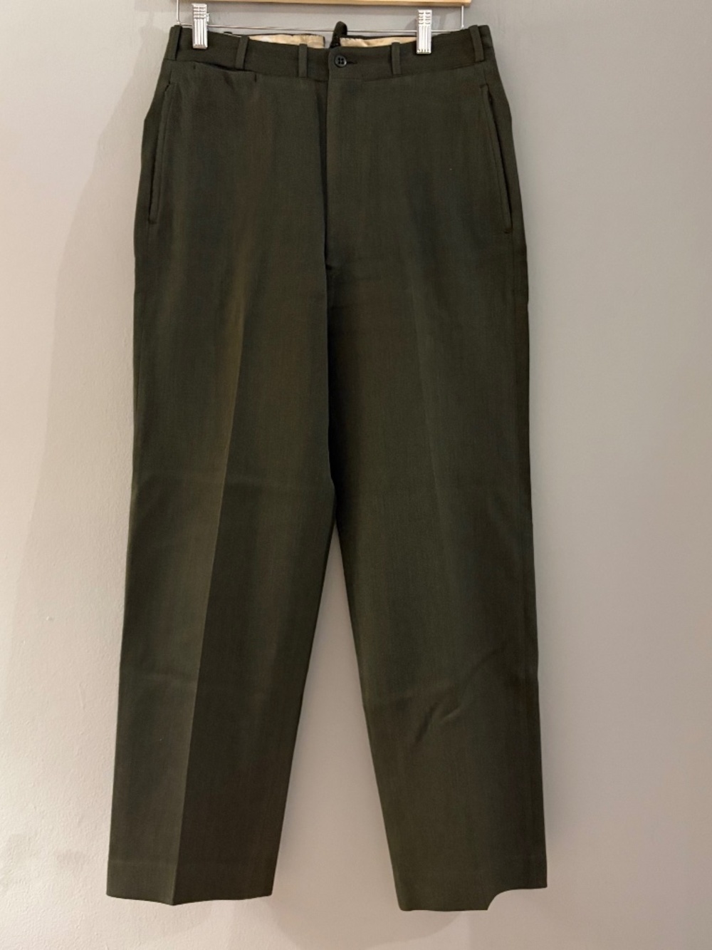 Vintage 1950s US Army Olive Green Wool Dress Trousers Military Uniform Pants #1